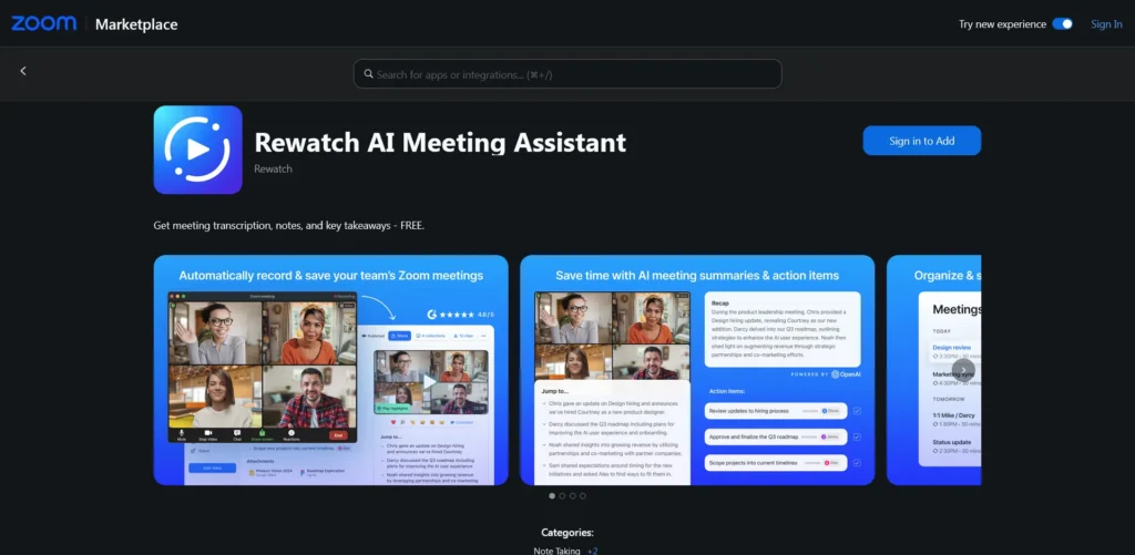 Rewatch AI Meeting Assistant -Everydayaihub.net Screenshot 2026-Rewatch AI Meeting Assistant