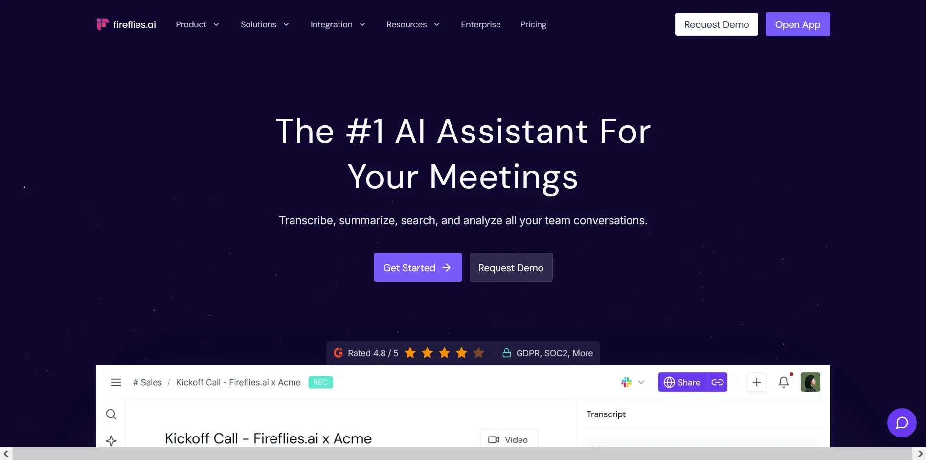 Fireflies.ai - everydayaihub.net Screenshot_ of-Fireflies homepage
