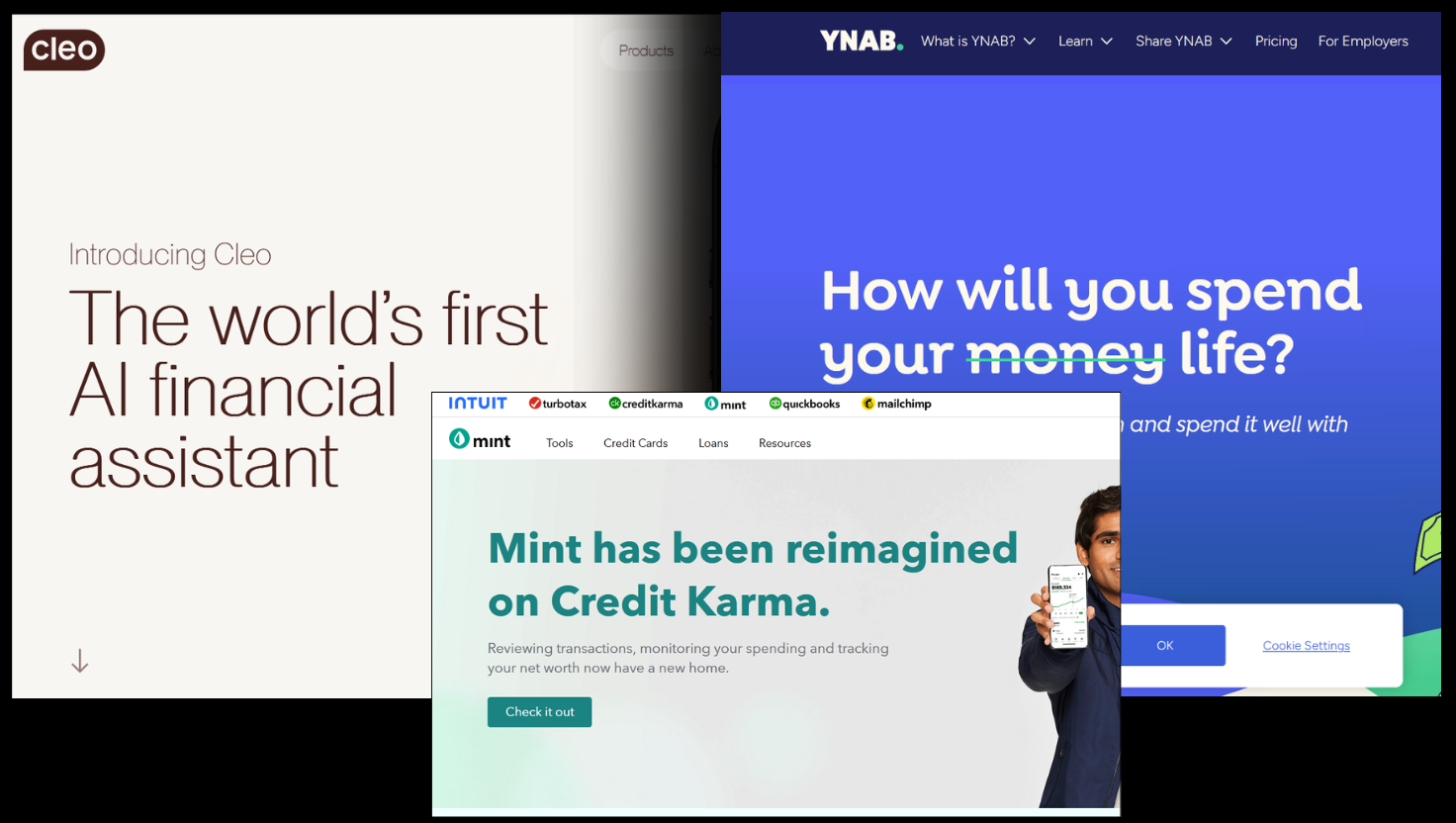 Financial Morning Check-ins - Cleo AI - Mint - YNAB