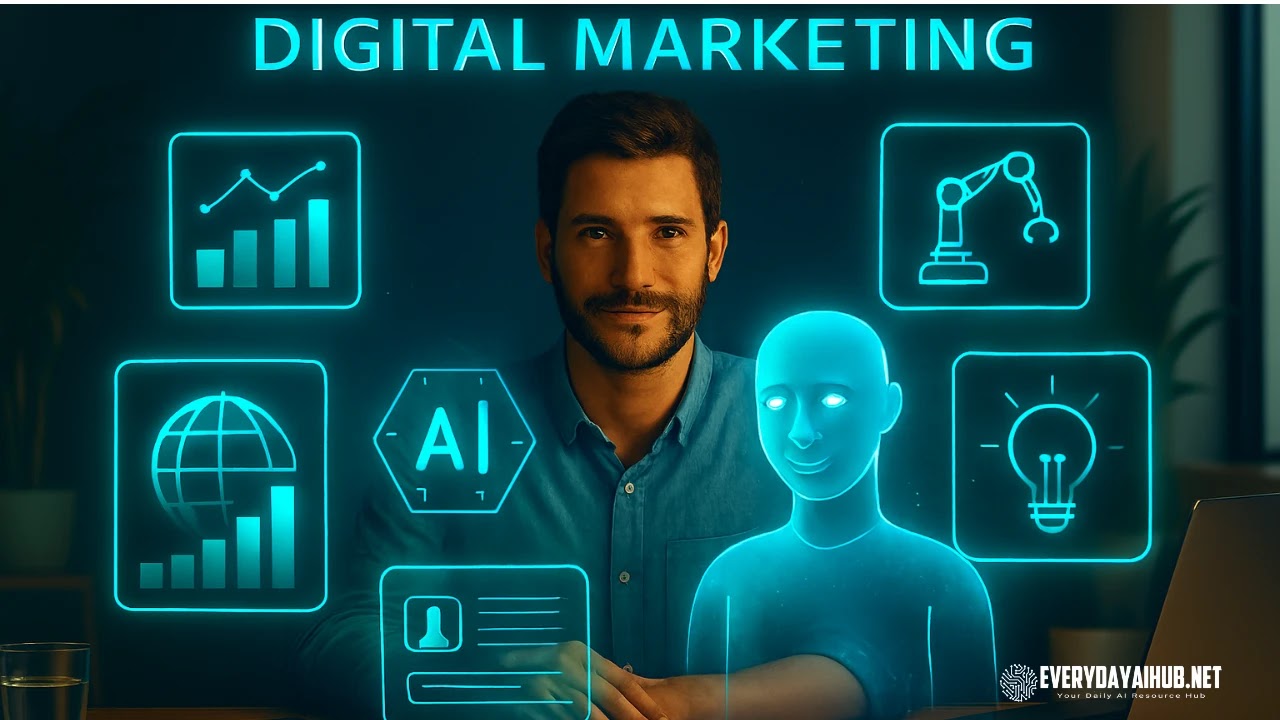 Marketer using AI to plan and automate social media marketing strategy