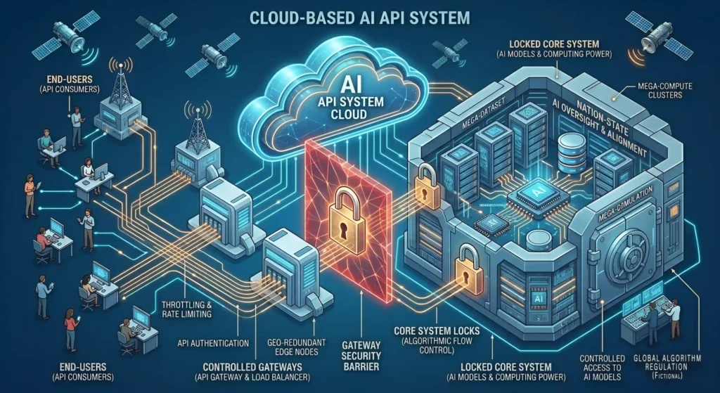 AI API access model showing controlled usage through cloud infrastructure