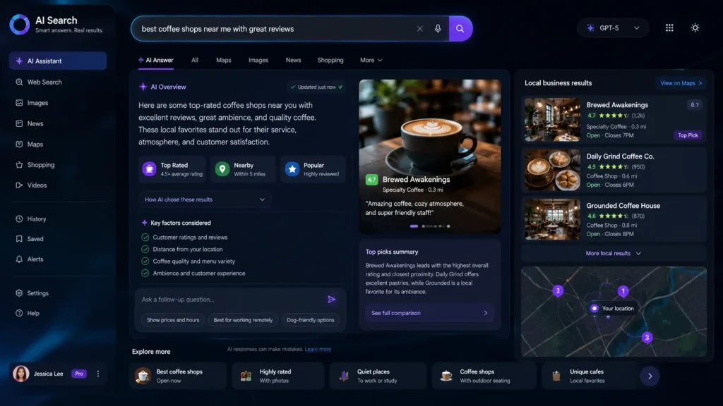 Search engine results transformed by AI-generated answers and summaries