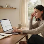 Solo business owner reviewing a customer complaint on a laptop while using ChatGPT to draft a professional response.