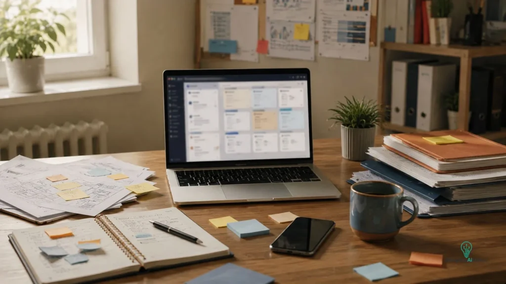 AI workspace organizing business notes, documents, and tasks