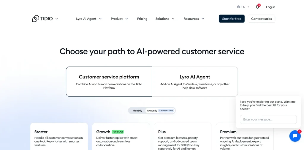 Tidio AI customer support and live chat software